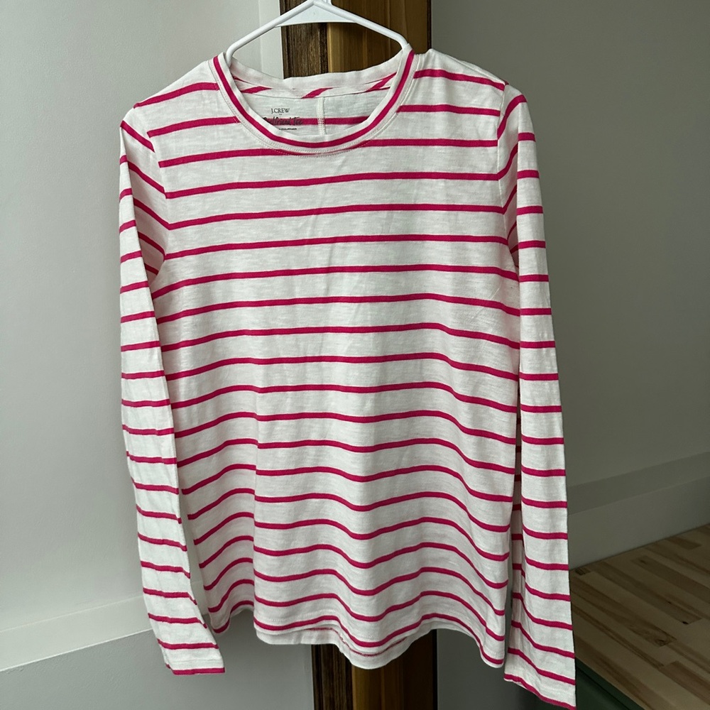 J. Crew women’s Long Sleeve Shirt - Pink and White Stripes